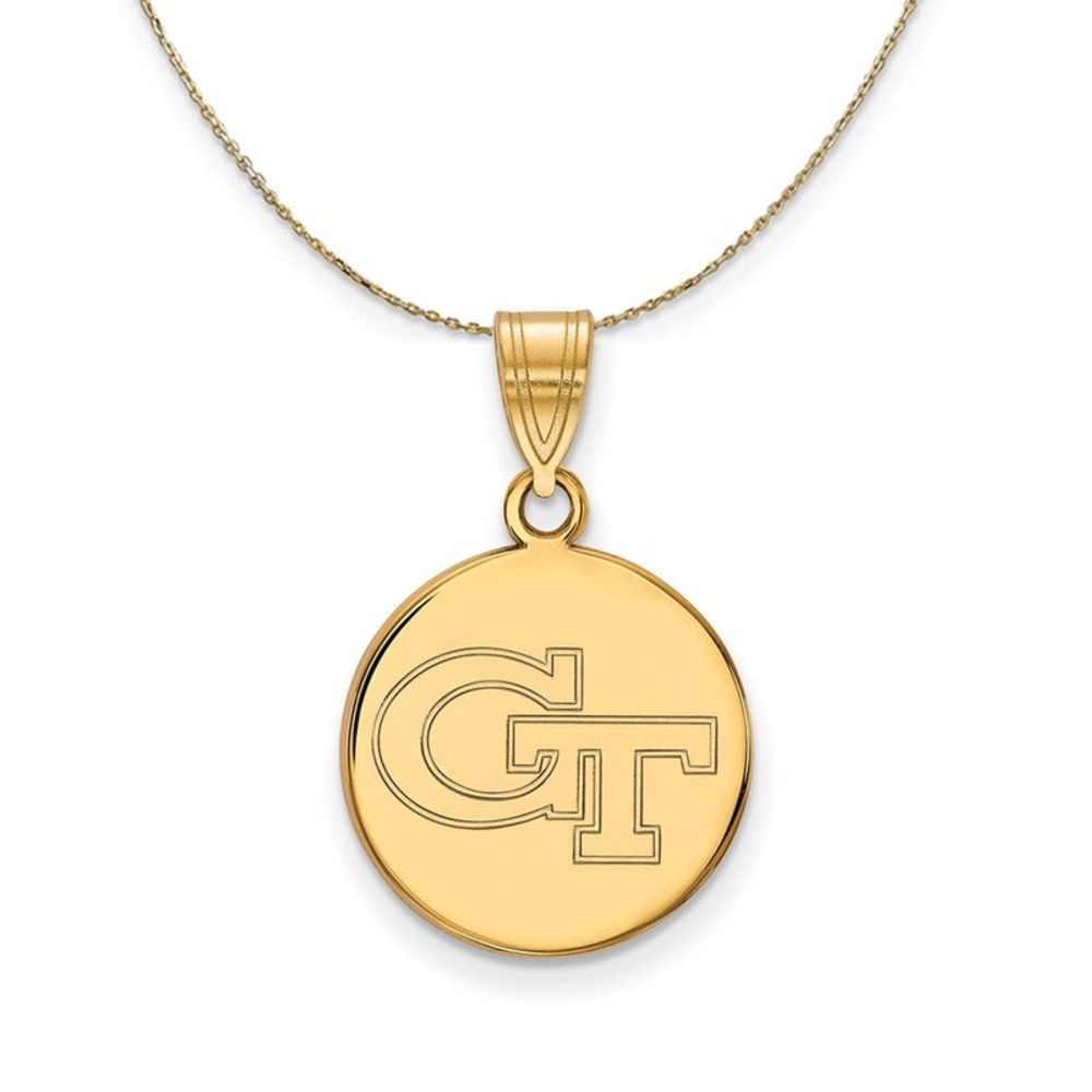 14k Yellow Gold Georgia Technology Medium Disc Necklace - 22 Inch
